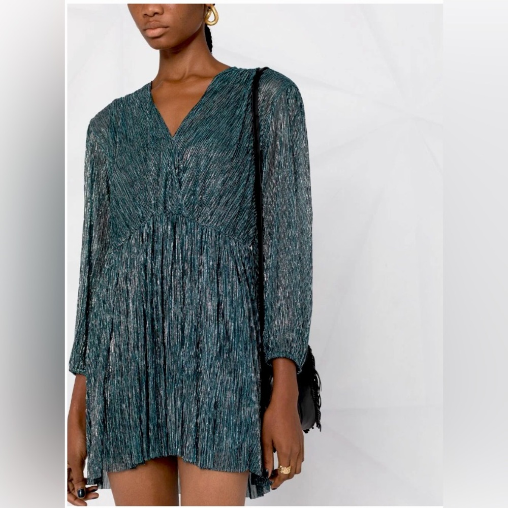 Maje metallic plisse mini dress